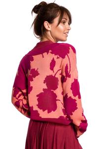 Sweter w Kwiaty z Dekoltem V - Model 4