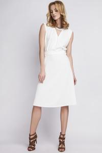 Biała Sukienka z Kopertowym Dekoltem 