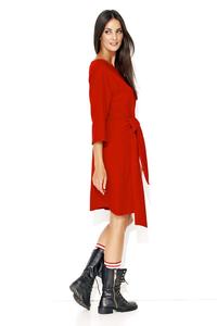 Czerwona Luźna Casualowa Sukienka z Szerokimi Rękawami