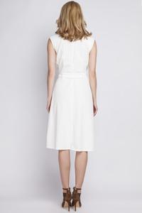 Biała Sukienka z Kopertowym Dekoltem 