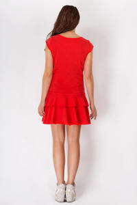 Czerwona Sukienka Mini z Falbankami na Dole