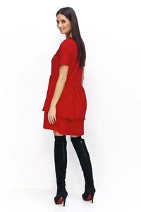Czerwona Sukienka Casual z Falbankami