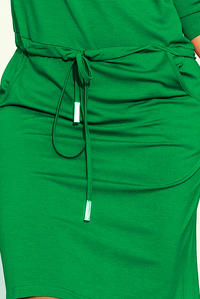 Sportowa Zielona Sukienka Ściągana w Pasie