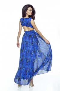 Niebieska Elegancka Sukienka Maxi