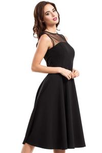 Czarna Elegancka Sukienka z Półprzezroczystą Górą