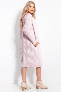 Long Ribbed Cardigan without Clasp - Purple