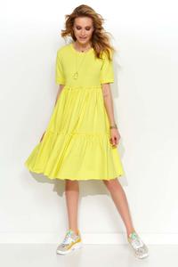 Bawełniana Sukienka z Falbankami - Żółta