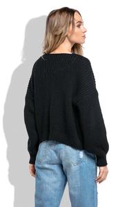 Czarny Krótki Sweter bez Zapięcia z Grubszym Splotem