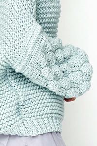 Casualowy Sweter z Bufiastym Rękawem - Błękitny