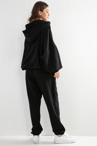 Dresy Bluza Oversize + Spodnie z Wysokim Stanem - Czarne