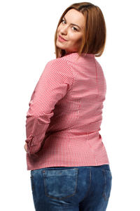 Czerwona Koszula w Kratę z Kokardą PLUS SIZE