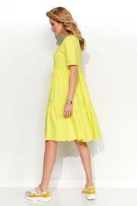 Bawełniana Sukienka z Falbankami - Żółta