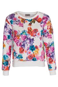 Bluza Damska w Kwiaty z Okrągłym Dekoltem