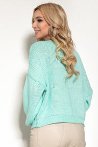 Sweter z Okrągłym Dekoltem w Casualowym Stylu - Zielona