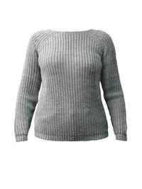 Ażurowy Sweter z Głębokim Dekoltem V - Szary