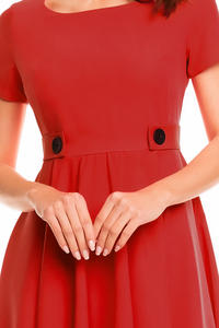 Czerwona Sukienka z Krótkim Rękawem