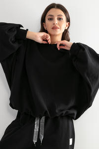 Dresy Bluza Oversize + Spodnie z Wysokim Stanem - Czarne