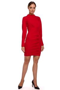 Dopasowana Sukienka Mini z Zakładkami (Czerwona)