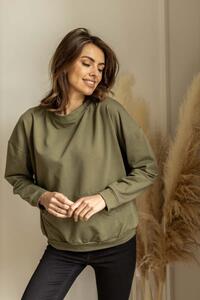 Bawełniana Bluza z Kieszenią Kangurką - Khaki