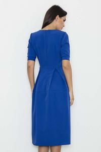 Niebieska Sukienka Midi z Krótkim Rękawem 