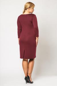 Bordowa Klasyczna Elegancka Sukienka PLUS SIZE