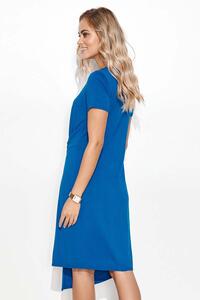 Asymetryczna Sukienka z Ozdobnym Wiązaniem - Niebieska