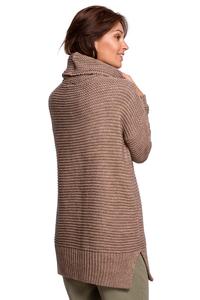 Cappuccino Damski Sweter Oversize z Golfem