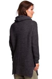 Antracyt Damski Sweter Oversize z Golfem