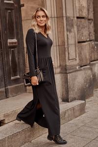 Czarna Maxi Sukienka z Kieszeniami