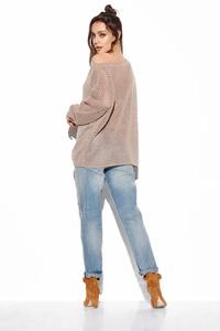 Ażurowy Lekki Sweter Oversize - Latte