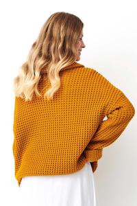 Musztardowy Oversizowy Sweter z Golfe