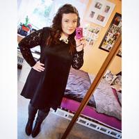 Czarna Elegancka Trapezowa Sukienka Długim Rękawem PLUS SIZE