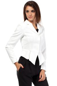Ecru Elegancki Krótki Żakiet z Baskinką
