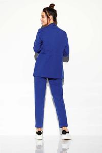 Tkaninowe Granatowe Spodnie Basic o Zwężanej Nogawce