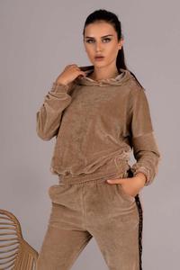 Dres Bluza i Spodnie z Pluszu - Kamelowy