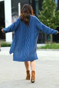 Asymetryczny Kardigan z Ozdobnym Splotem - Jeans