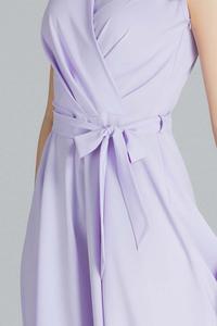 Asymetryczna Sukienka z Kopertowym Dekoltem - Fioletowa