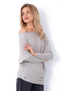 Beżowa Asymetryczna Swetrowa Bluzka Oversize