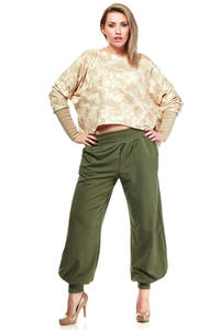 Khaki Dresowe Spodnie Typu Pumpy