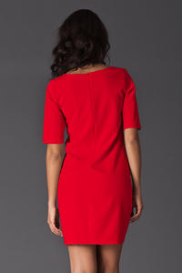 Czerwona Sukienka Mini z Jasnymi Panelami