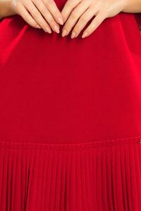 Czerwona Plisowana Sukienka z Falbankami