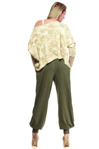 Khaki Dresowe Spodnie Typu Pumpy