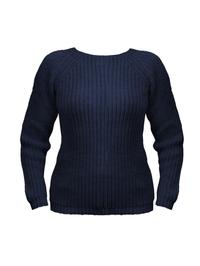 Ażurowy Sweter z Głębokim Dekoltem V - Granatowy