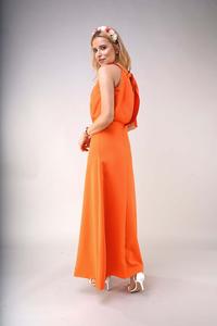 Elegancka Sukienka z Wycięciem na Plecach (Pomarańczowa)