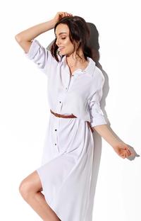 Biała Asymetryczna Sukienka Koszulowa