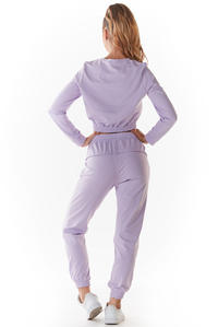  Bluza Typu Crop ze Ściągaczem - Purpurowa