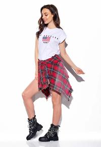Biały Bawełniany T-shirt z Haftem LOS ANGELES