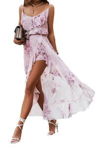 Asymetryczna Sukienka z Falbankami - Różowa