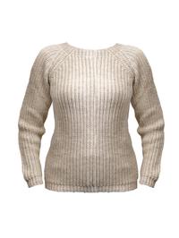 Ażurowy Sweter z Głębokim Dekoltem V - Beżowy