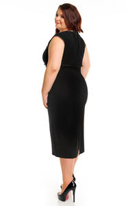 Elegancka Czarna Sukienka Midi PLUS SIZE
